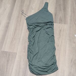 Express One-Shoulder Teal Dress